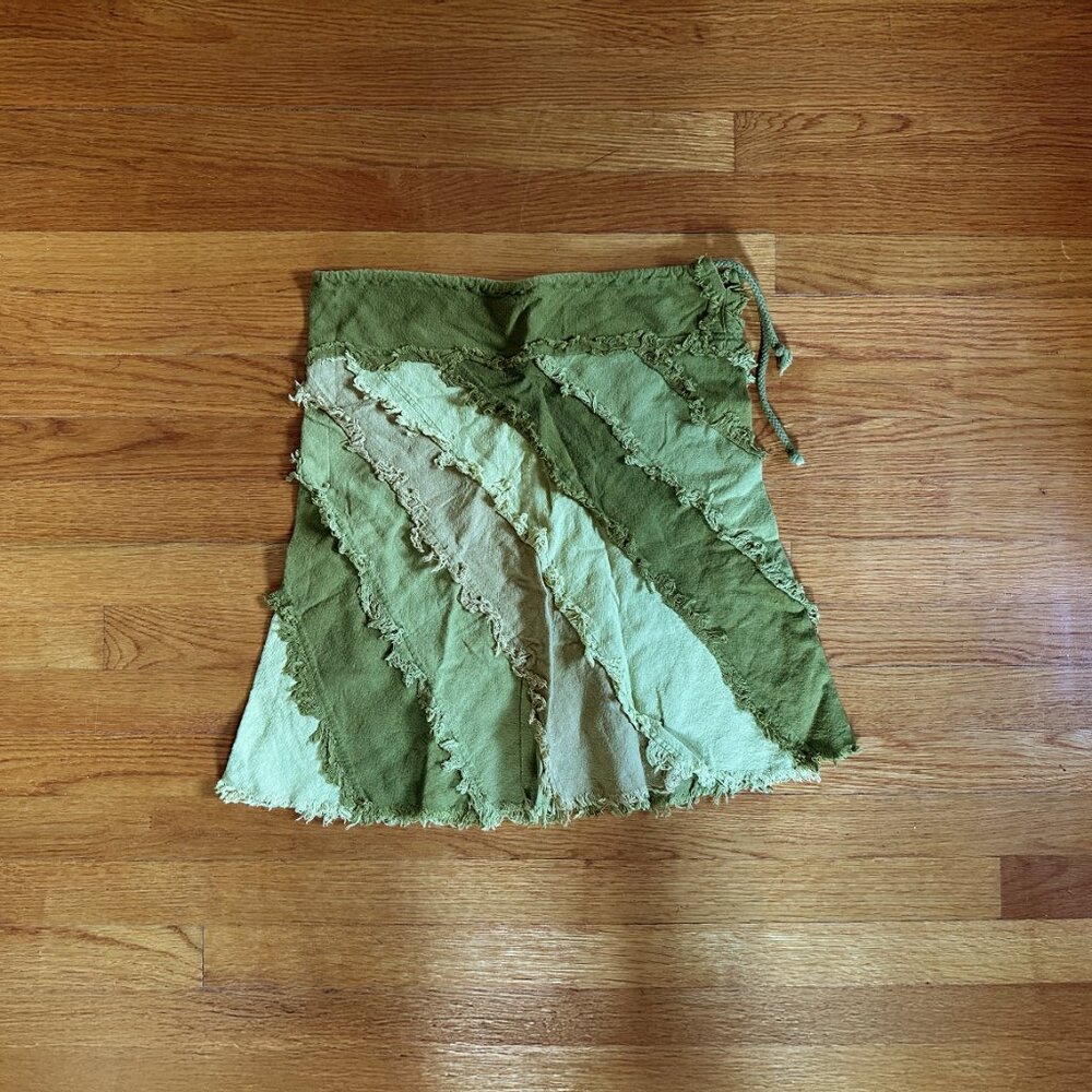 Retro Green Patchwork Mini Skirt